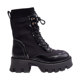PS1 Bottes de travail en cuir à lacets pour femmes noires Seloma
