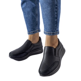 Baskets compensées Rhéaume ajourées noires