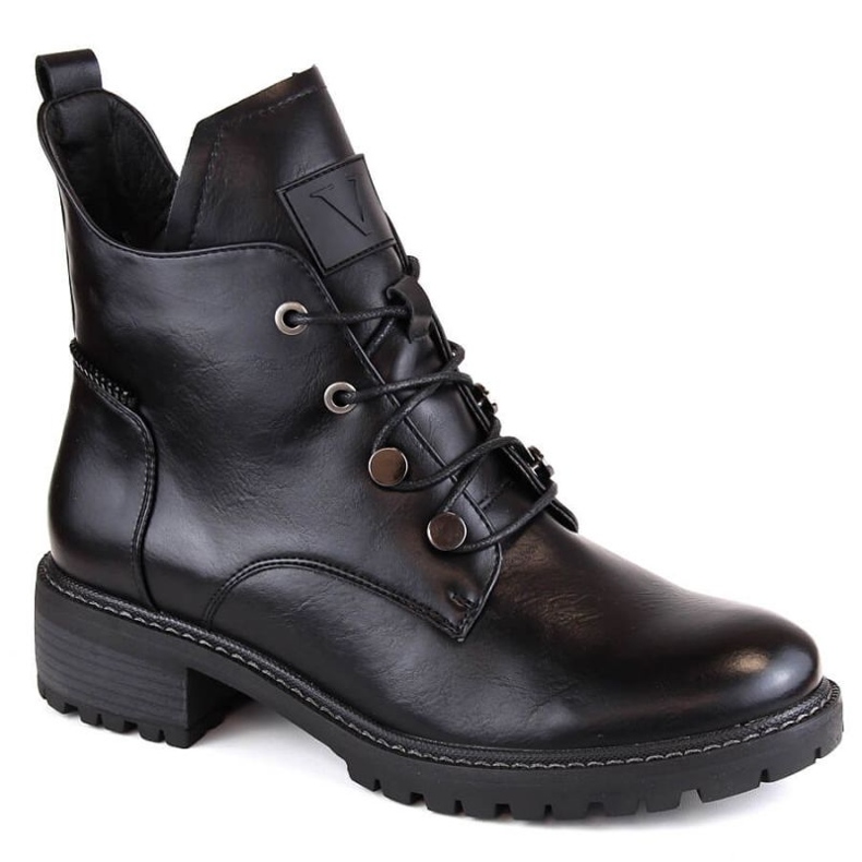 Bottines isolées à lacets et zippées Vinceza W JAN239 noir le noir