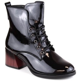 Bottines à talons hauts vernies isolées Vinceza W JAN242A, noir le noir