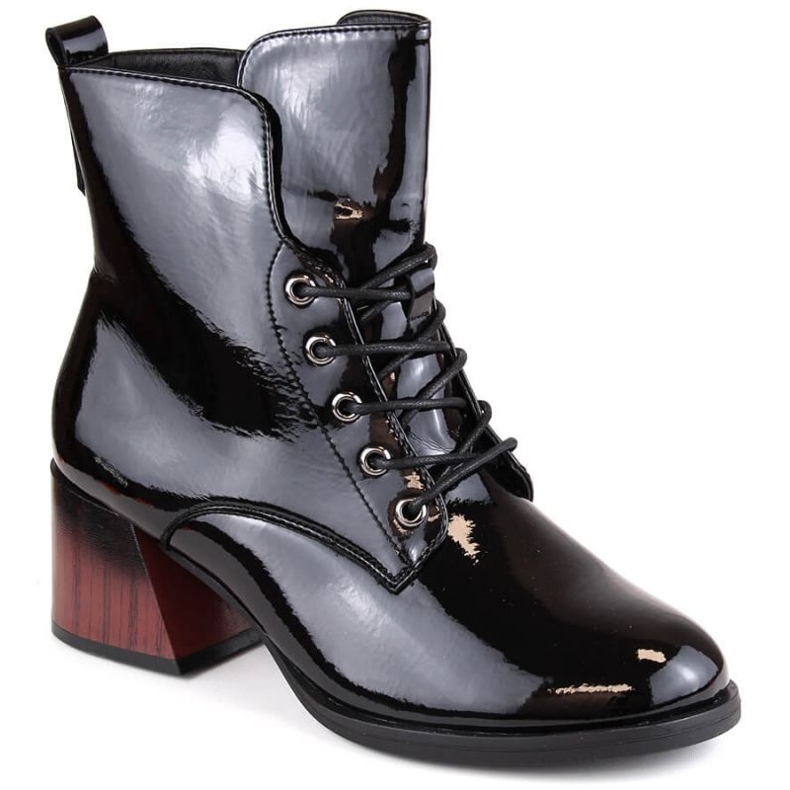 Bottines à talons hauts vernies isolées Vinceza W JAN242A, noir le noir