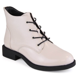 Vinceza W JAN243 bottines isolées vernies beiges