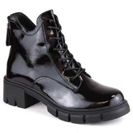 Bottines vernies isolées à talon haut et plateforme Vinceza W JAN245, noir