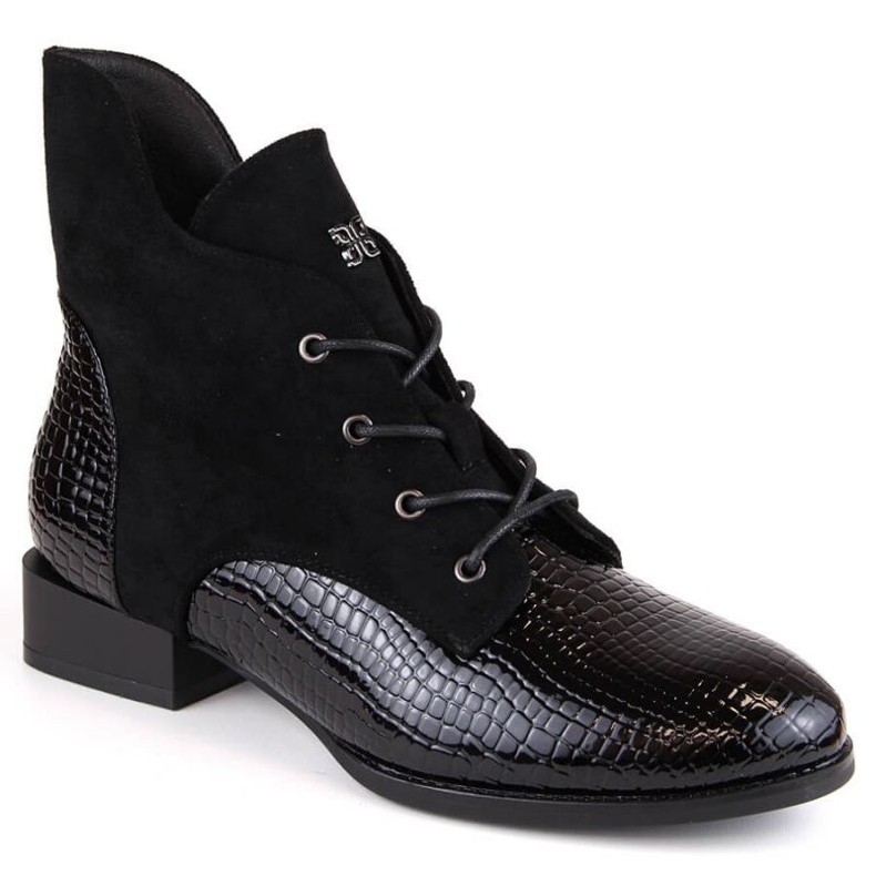 Bottines isolées à talons plats Vinceza W JAN246A, noir le noir