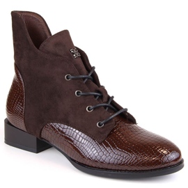 Bottines isolées à talons plats Vinceza W JAN246B marron brun