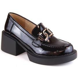 Filippo W PAW466 mocassins à talons en cuir noir le noir