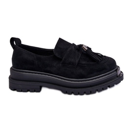 PS1 Chaussures En Daim Mocassins Femme Noir Ramvli