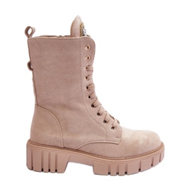 Bottines de travail en daim beige Marx avec décoration de bijoux