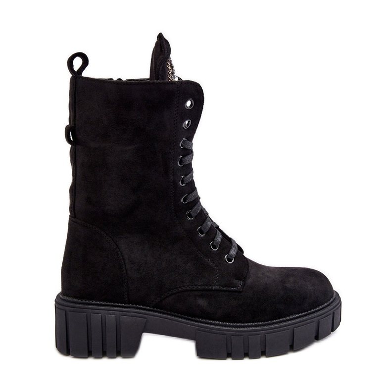 Bottines de travail en daim avec décoration de bijoux, Black Marx le noir Bottines de travail en daim avec décoration de bijoux, Black Marx le noir