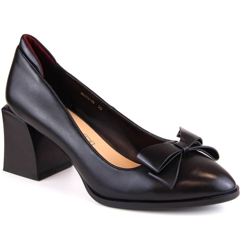 D&amp;A S.Barski Premium Collection W OLI229A chaussures à talons hauts noires avec nœud le noir