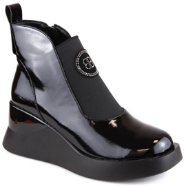 Bottines compensées vernies D&amp;A S.Barski Premium Collection W OLI226 le noir