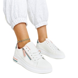 Chaussures blanches avec empiècements roses et verts Anaunia