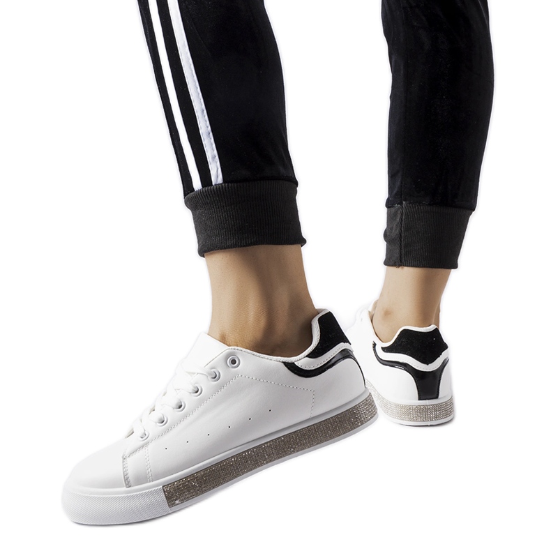 Baskets blanches et noires avec strass Dina