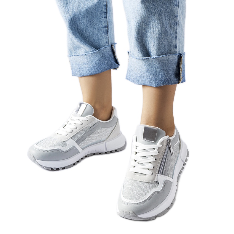 Baskets femme grises et argentées de Camuzzoni