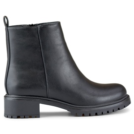 Bottines classiques noires pour femmes en éco-cuir le noir