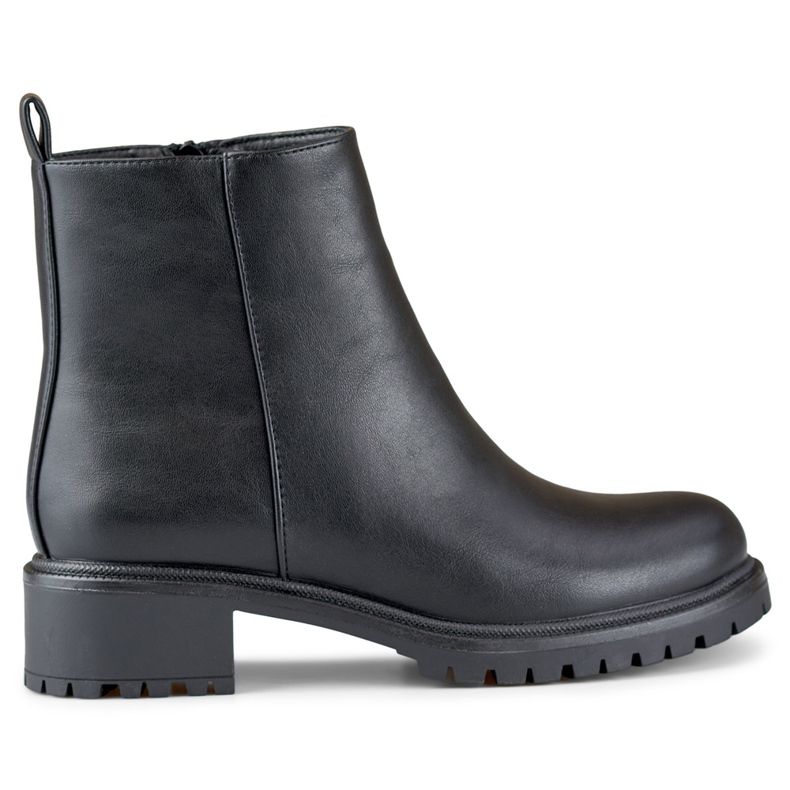 Bottines classiques noires pour femmes en éco-cuir le noir
