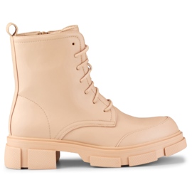 Bottines femme nude à lacets beige