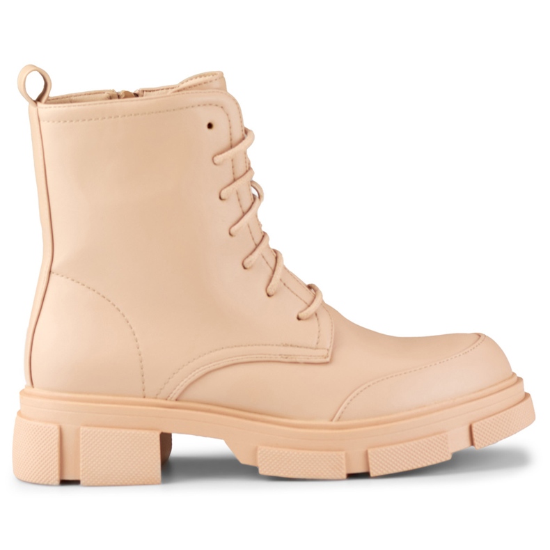 Bottines femme nude à lacets beige