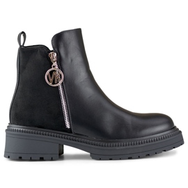 Bottines pour femmes avec fermeture éclair décorative le noir