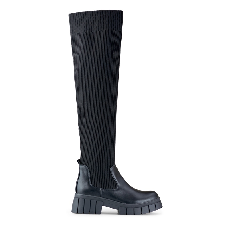 Cuissardes noires à tige élastique le noir Cuissardes noires à tige élastique le noir