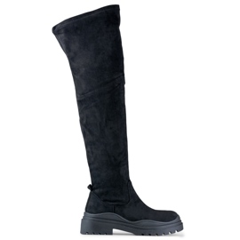 Cuissardes femme en daim noir le noir