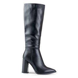 Bottes hautes noires pour femmes en éco-cuir