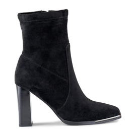 Bottines femme en daim à tige ajustée noir