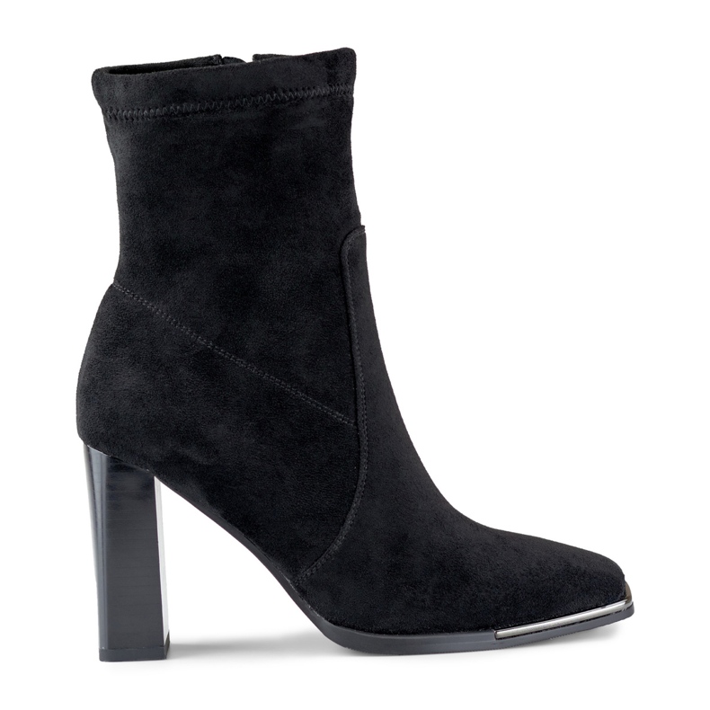 Bottines femme en daim à tige ajustée le noir