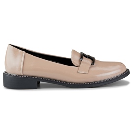 Chaussures femme beige vernis noir