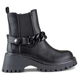 Bottines Chelsea Worker femme noires avec chaîne amovible