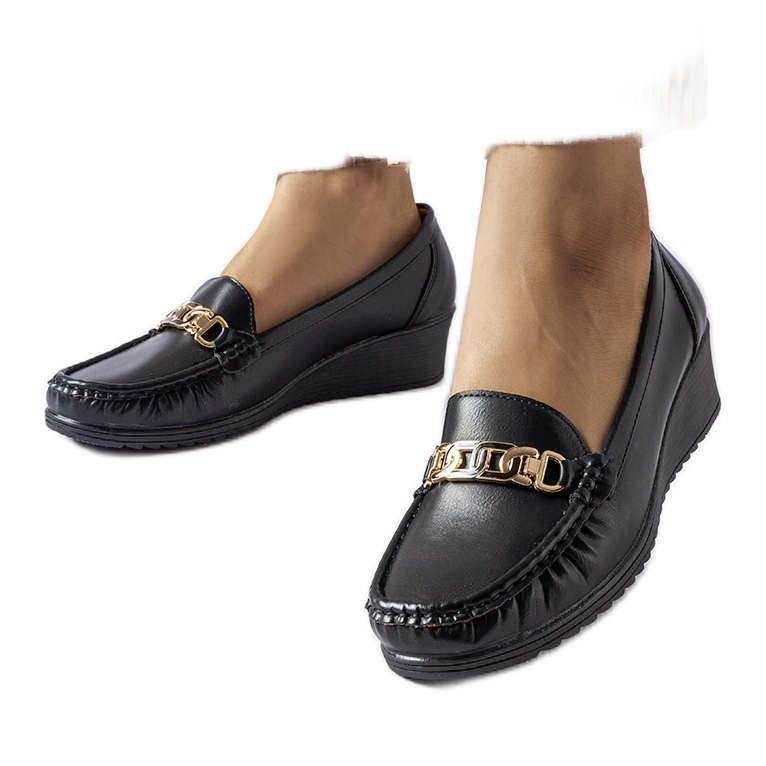 Mocassins noirs à boucles compensées Lerino le noir