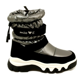 Bottes de neige imperméables pour enfants Miss Evento 23Dz23-6578 Gris-Noir