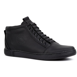 Polbut Bottines en cuir pour hommes 2122 noires