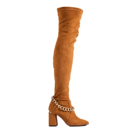 Cuissardes en daim Shelovet camel brun