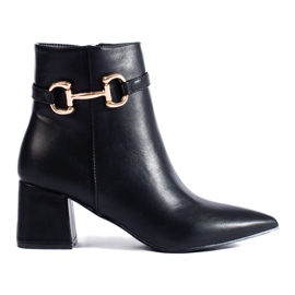 Bottines noires à talons hauts avec boucle Shelovet le noir Bottines noires à talons hauts avec boucle Shelovet le noir