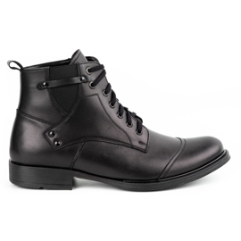 Olivier Bottes d'hiver en cuir pour hommes 7005KB noir