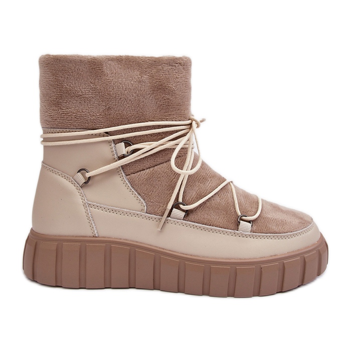 Vinceza Bottes de neige en cuir beige sur plateforme Maxava