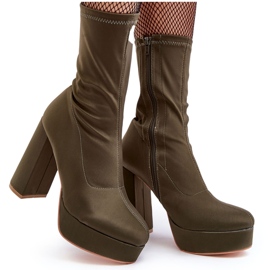 PH2 Bottines à talons hauts Peculia vertes avec fermeture éclair
