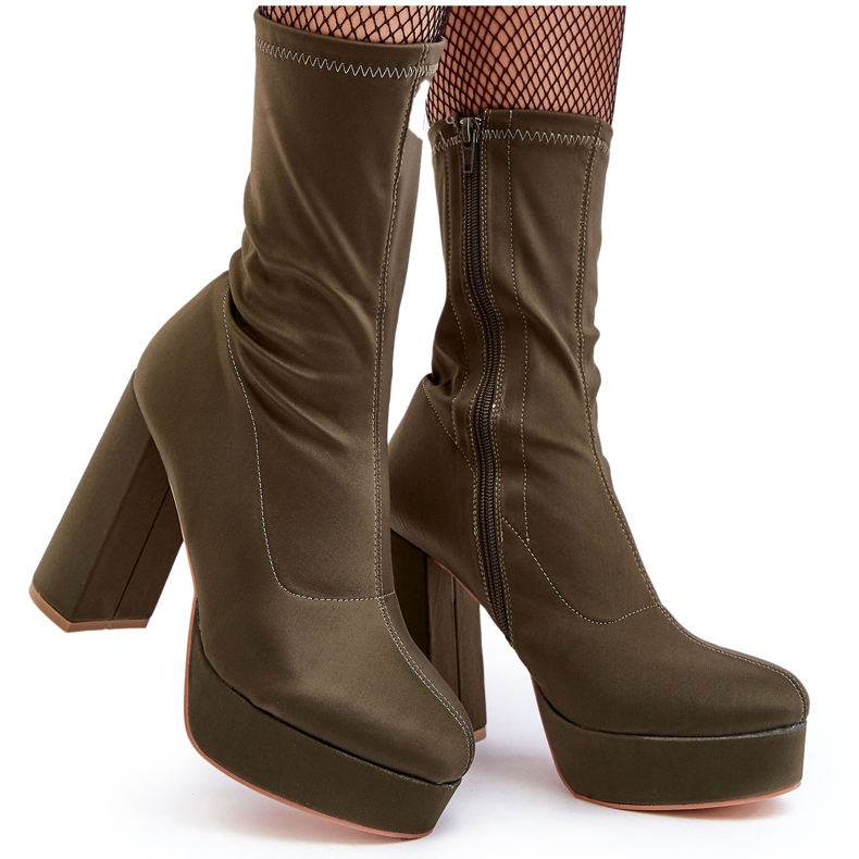 PH2 Bottines à talons hauts Peculia vertes avec fermeture éclair