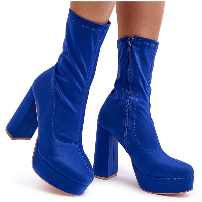 PH2 Bottines à talons hauts Peculia bleues avec fermeture éclair