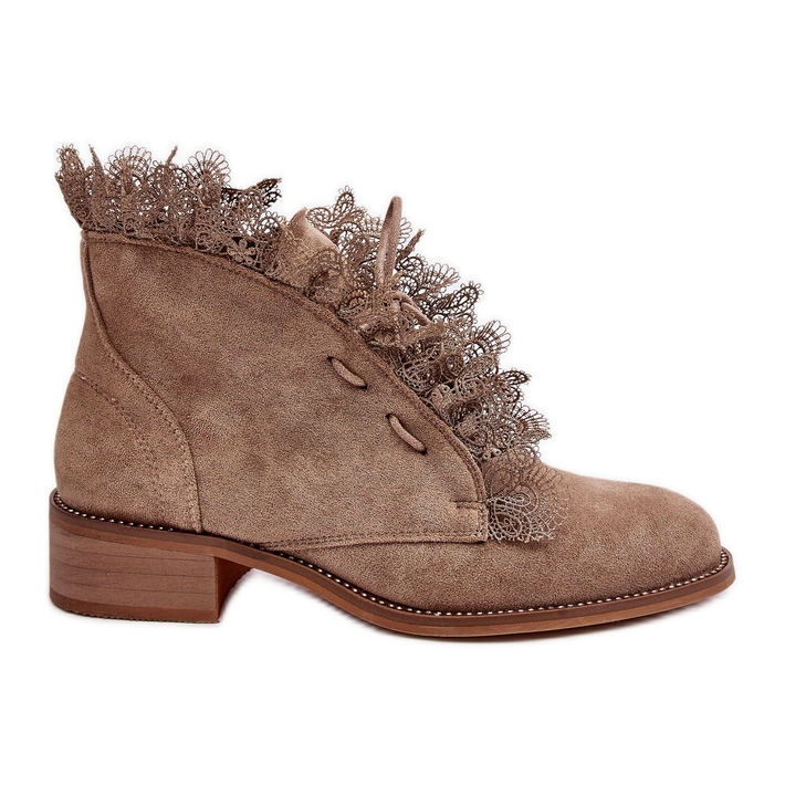 Bottines Plates Femme Daim Beige Klemovia