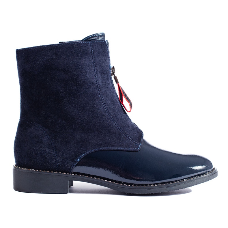Bottines pour femmes bleu marine à talon plat de Shelovet