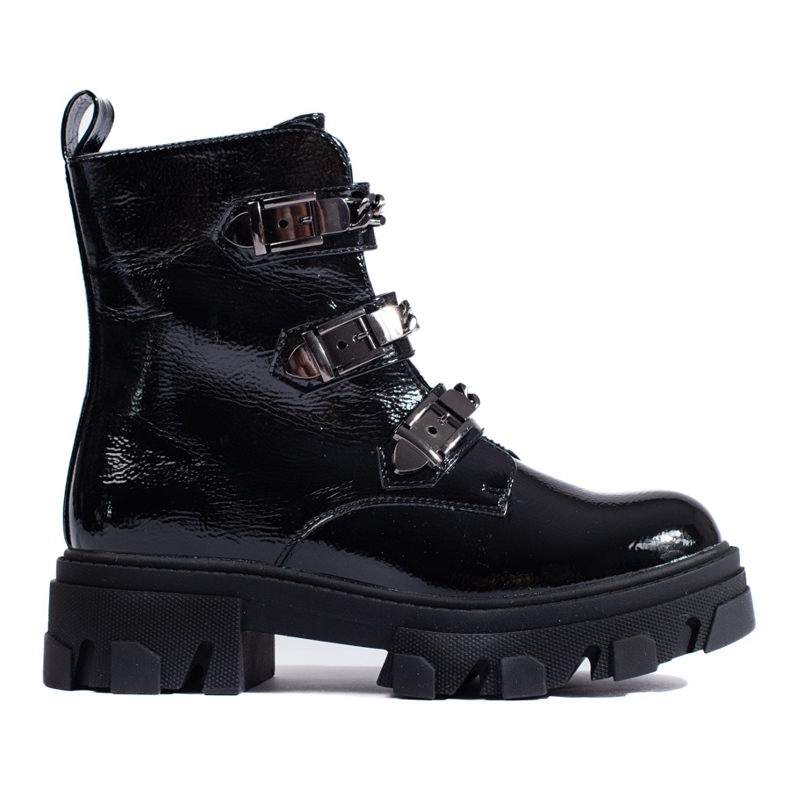 Bottines noires vernies sur la plateforme Shelovet le noir