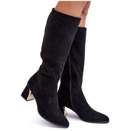 PS1 Bottes à talons hauts en daim noir Inatris