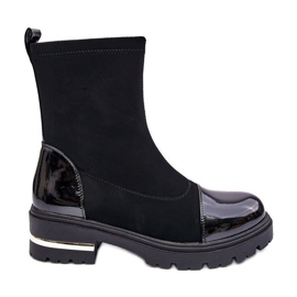 PS1 Bottes plates classiques en cuir noir Shendete