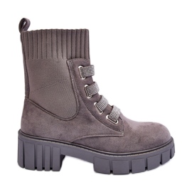PS1 Bottines chaussettes à enfiler en daim gris Hope