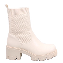Fairs Bottines supérieures élastiques beiges