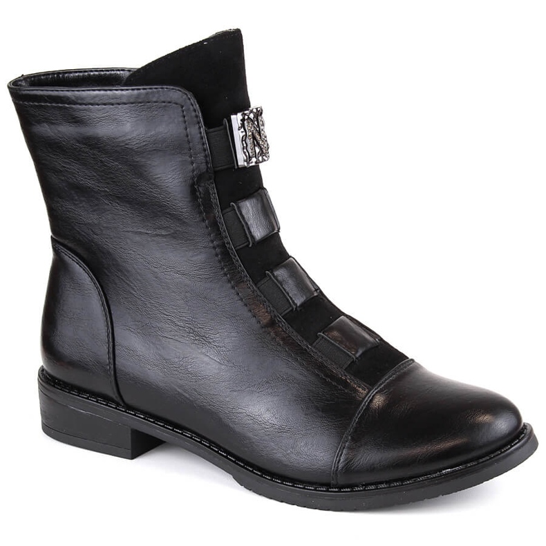 Bottines femme isolées Jezzi noires avec décoration le noir Bottines femme isolées Jezzi noires avec décoration le noir