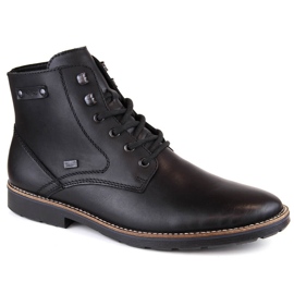 Bottines imperméables en cuir pour hommes isolées avec de la laine, noires Rieker 15322-00