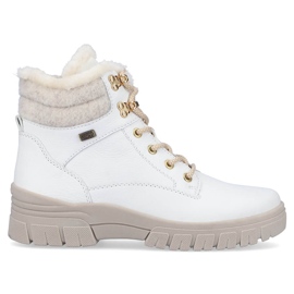 Bottines femme imperméables en cuir isolées avec de la laine, blanc Remonte D0E71-80